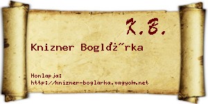 Knizner Boglárka névjegykártya