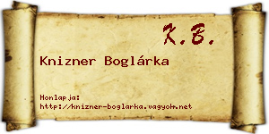 Knizner Boglárka névjegykártya